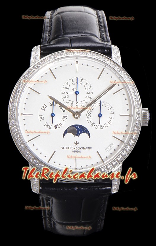 Vacheron Constantin Patrimony Quantième Perpétuel Or Blanc Ultra Plat Cadran Blanc Réplique Suisse