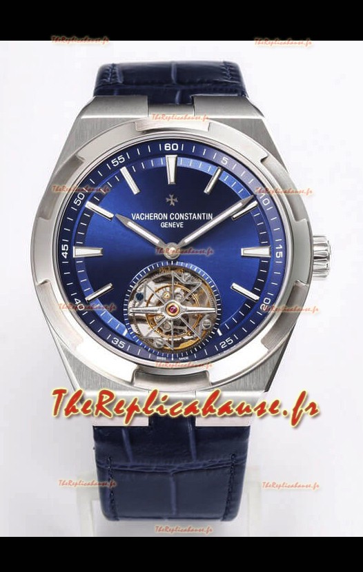 Vacheron Constantin Overseas Tourbillon Acier Inoxydable Bracelet Cuir Réplique 1:1 Miroir