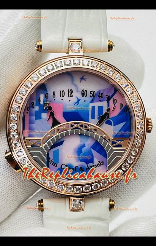 Van Cleef & Arpels Lady Arpels Pont des Amoureux en Or Rose Bracelet Blanc