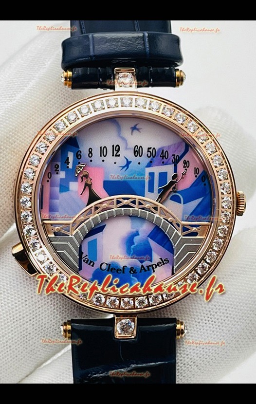 Van Cleef & Arpels Lady Arpels Pont des Amoureux en or rose Bracelet bleu foncé