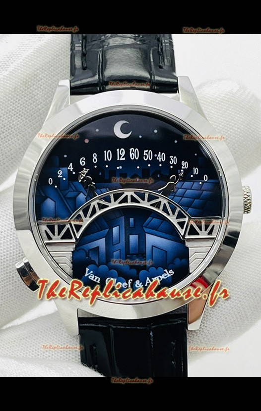 Van Cleef & Arpels Lady Arpels Pont des Amoureux en acier inoxydable Bracelet noir