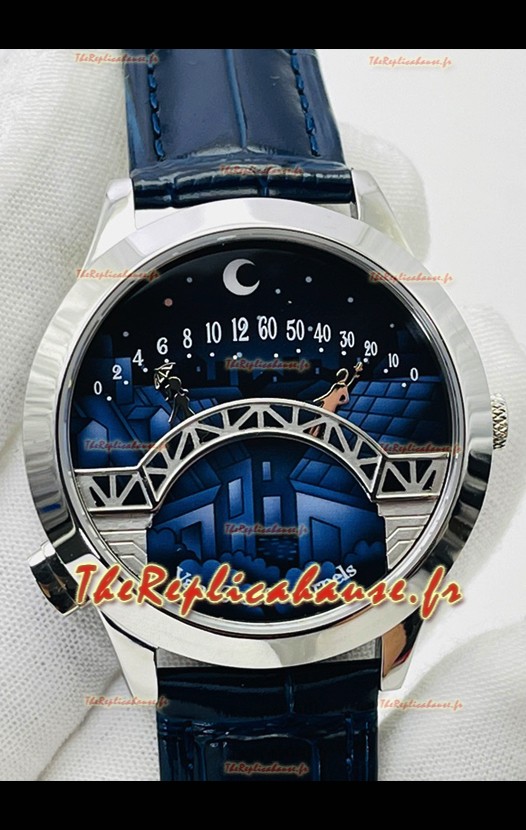 Van Cleef & Arpels Lady Arpels Pont des Amoureux en acier inoxydable Bracelet bleu marine