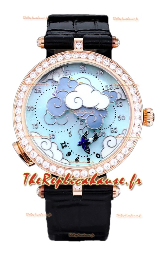 Van Cleef & Arpels Donde Des Papillons Boîtier Or Rose Mouvement Réplique Montre suisse