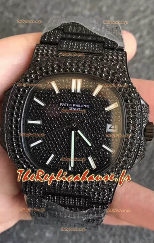 Montre Patek Philippe Nautilus 5711 Black Venom Diamonds PVD Réplique Suisse Montre à cadran noir 