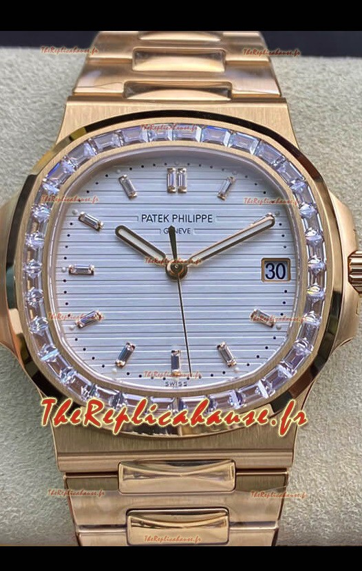 Montre Patek Philippe Nautilus 5711/1R 1 1:1 Réplique Miroir en or rose à cadran blanc