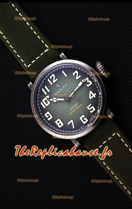 Montre Zenith Pilot Type 20 Extra 40 mm Cadran Vert Spécial Répliquée à l’identique 1:1