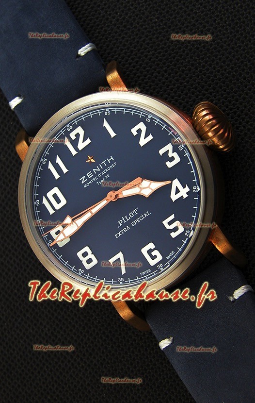 Zenith Pilot Type 20 Extra Special Vintage Style cadran bleu 1:1 Montre Réplique Suisse Miroir 