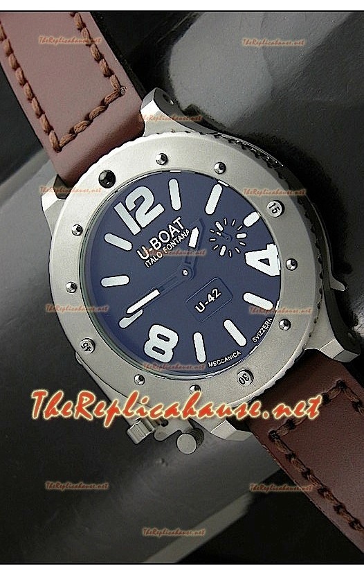 U Boat U-42 Diver Staenless l'acier Montre Suisse - Blanc Markers