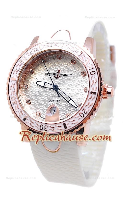 Ulysse Narden Lady Diver Montre De Replique en Pink Or