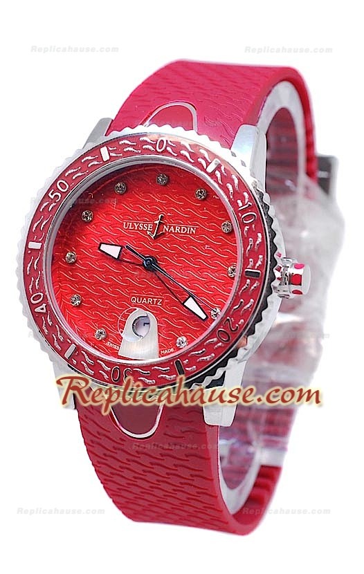 Ulysse Narden Lady Diver Montre De Replique en Rouges Cadran