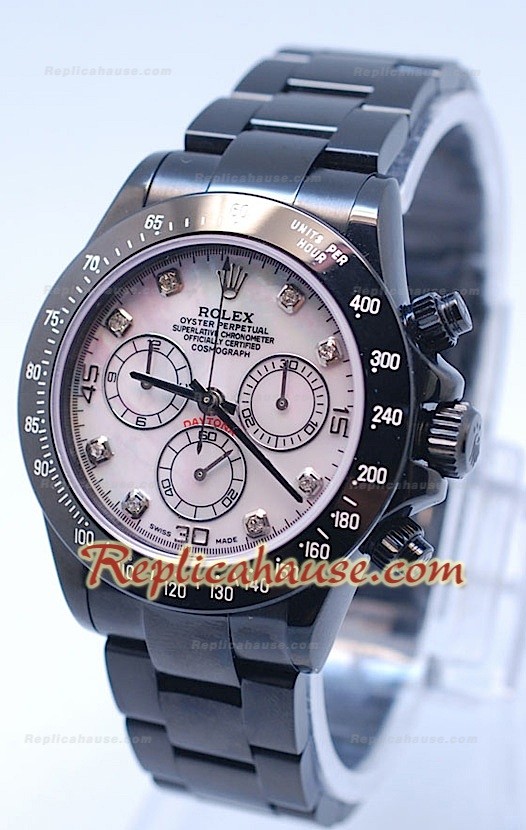 Rolex Daytona Cosmograph Project X Design Black Out Edition Séries II - Cadran Nacré Rose et Chiffres en Diamant