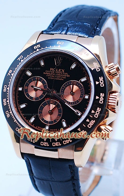 Rolex Daytona Chronograph Lunette MonoBloc Cerachrom Face Noire Boîtier en Or Rose