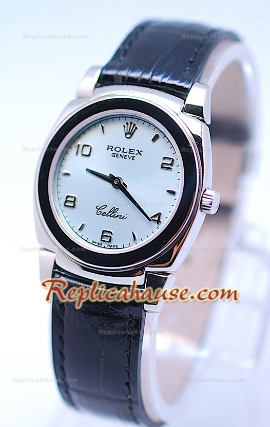 Rolex Cellini Cestello Femmes Swiss Montre Bracelet Bleu Face Argentée