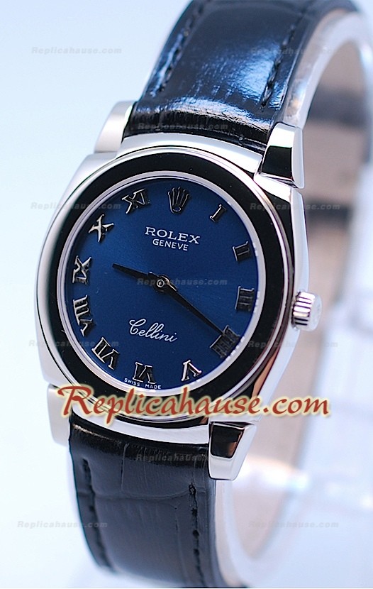Rolex Cellini Cestello Femmes Swiss Montre Toute Bleue Romaine