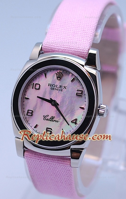 Rolex Cellini Cestello Femmes Swiss Montre Face Toute Rose Perle