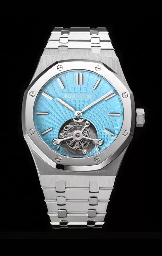 Audemars Piguet Royal Oak Tourbillon 41mm en boîtier 904L - Cadran Tapisserie Bleu Tiffany Réplique 1:1 Ultime