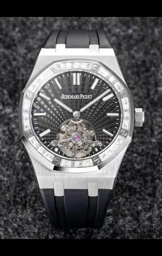 Montre Audemars Piguet Royal Oak Tourbillon 41mm Cadran bleu dans un boîtier 904L - Cadran Tapisserie gris 