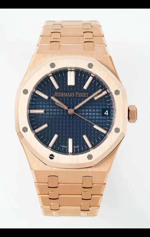 Audemars Piguet Royal Oak 15510OR 41 mm en or rose avec cadran bleu, réplique super clone