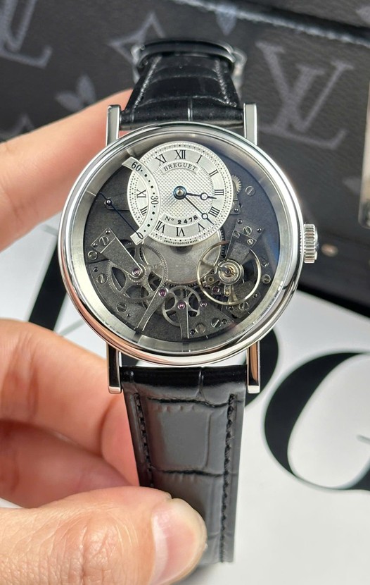 Breguet Tradition 7057BR/R9/9W6 Tourbillon simple en acier Réplique de la montre suisse à bracelet bleu