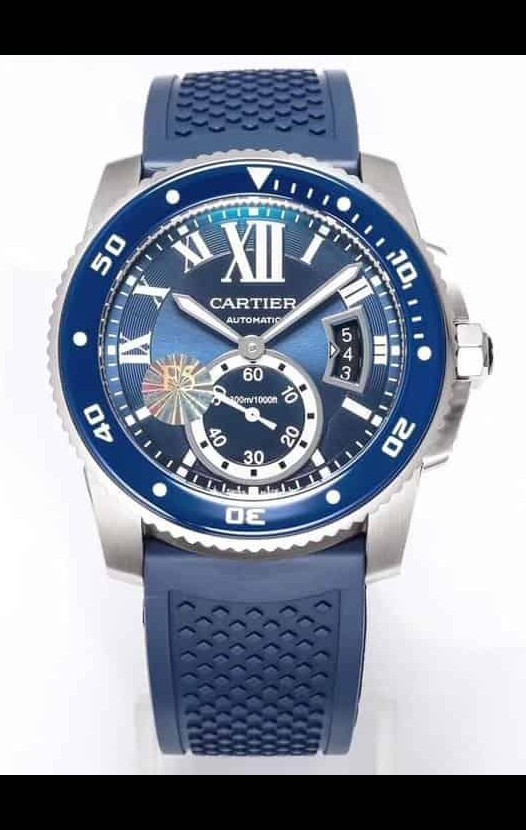 Montre Calibre De Cartier 42MM Cadran Bleu Boîtier Acier - Montre réplique 1:1 