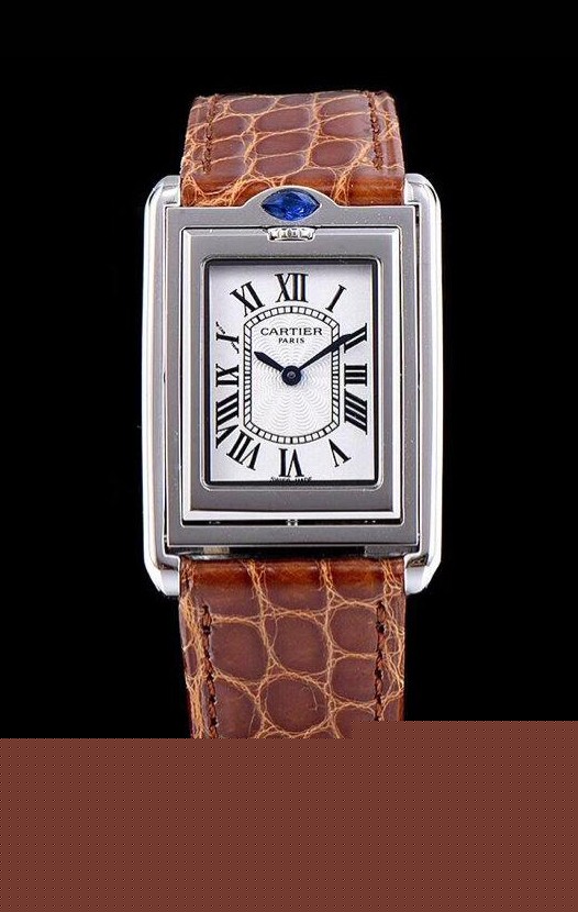 Cartier Tank Réversible Réplique Montre Suisse à Quartz en Boîtier Acier - Bracelet Marron
