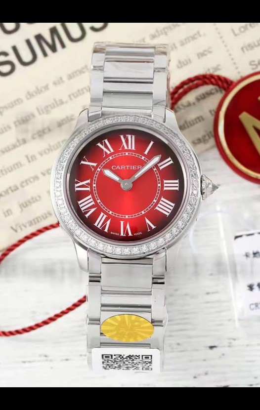 Cartier Ronde Must 29MM Cadran rouge Quartz Suisse Réplique montre suisse 1:1 