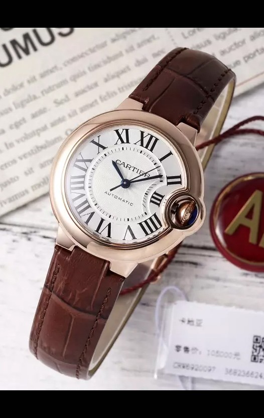 Ballon De Cartier Automatique Suisse 1:1 Qualité Miroir 33MM en Plaqué Or Rose