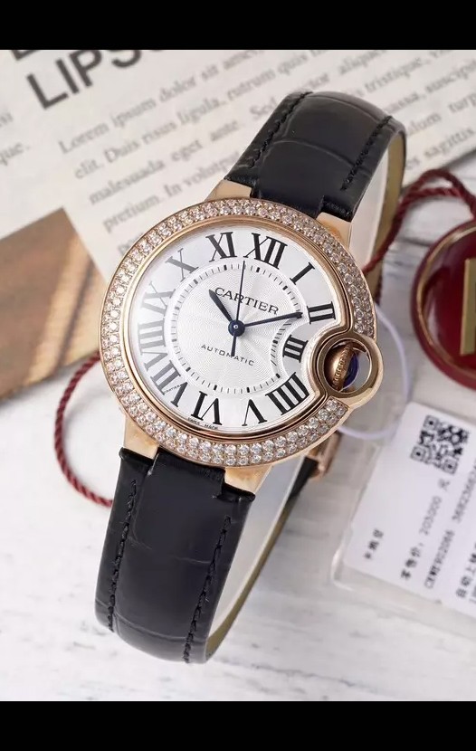 Ballon De Cartier Automatique Suisse 1:1 Qualité Miroir 33MM en Plaqué Or Rose
