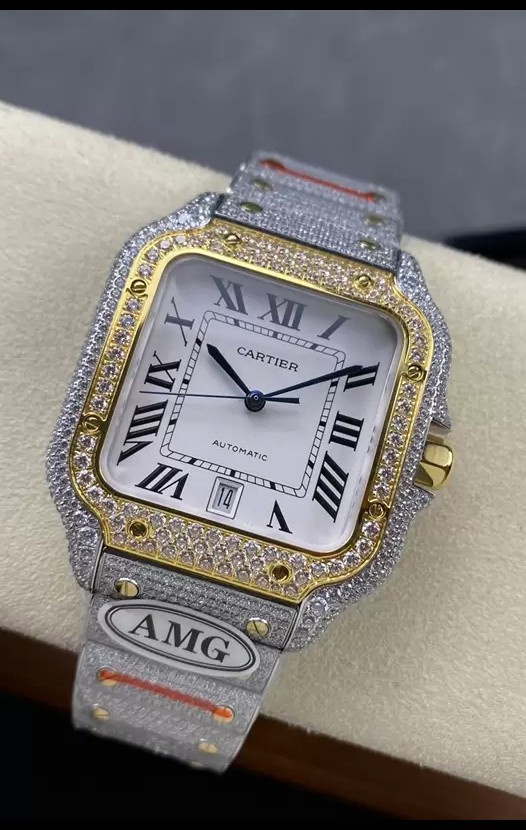 Cartier "Santos De Cartier" Réplique miroir 1:1 à cadran blanc - 40MM - Diamants véritables 