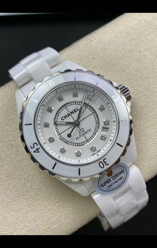 Chanel J12 38MM Montre boîtier en céramique blanche Réplique montre automatique 1:1
