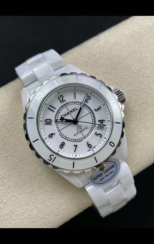 Chanel J12 38MM Montre boîtier en céramique blanche Réplique montre automatique 1:1