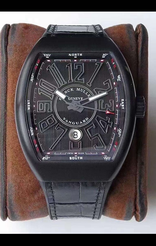 Franck Muller Vanguard Montre Suisse avec boîtier DLC et index noirs