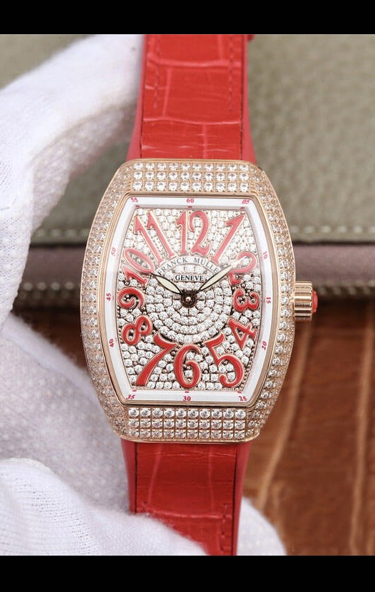 Montre Franck Muller Vanguard Ladies 1:1 Réplique Suisse 32mm Large Boîtier Or Rose