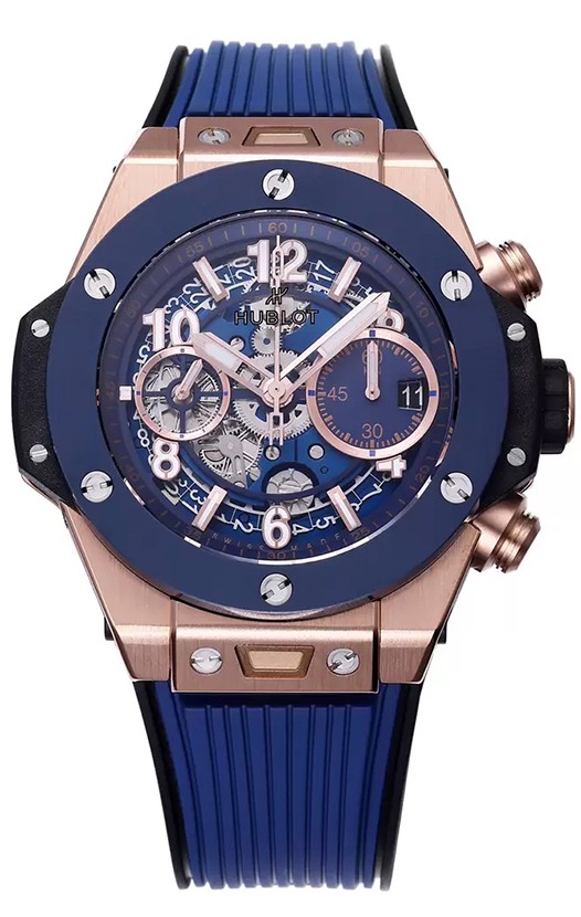 Hublot Big Bang Unico Boitier bleu en or rose Montre réplique 1:1 suisse 