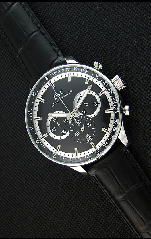 Montre IWC Schaffhausen japonnaise Réplique à mouvement à Quartz avec Cadran Noir 