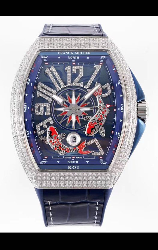 Franck Muller Vanguard KOI V45 YT SC DT AC BL KOI 2 Diamants Emboîtés Réplique Suisse 