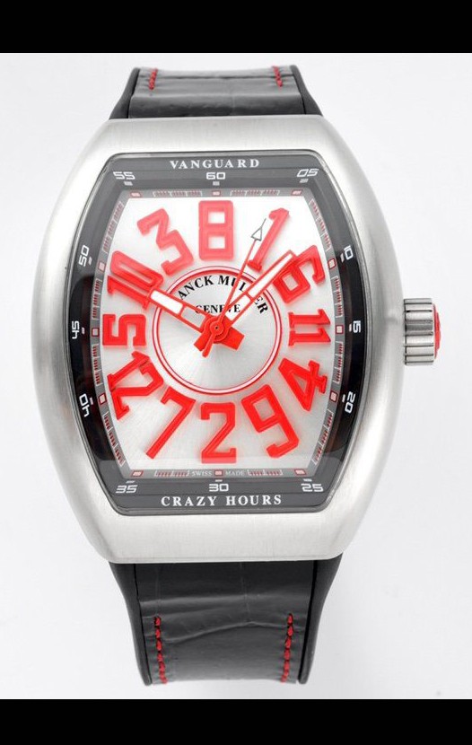Franck Muller Vanguard Crazy Hours en acier inoxydable - Cadran blanc Réplique Suisse 