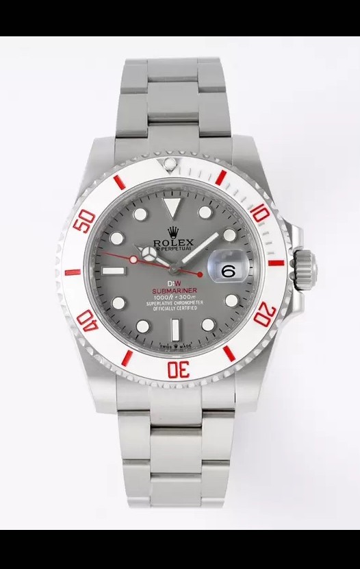 Montre Rolex Submariner DiW boîtier en acier inoxydable lunette en céramique blanche cadran gris édition 