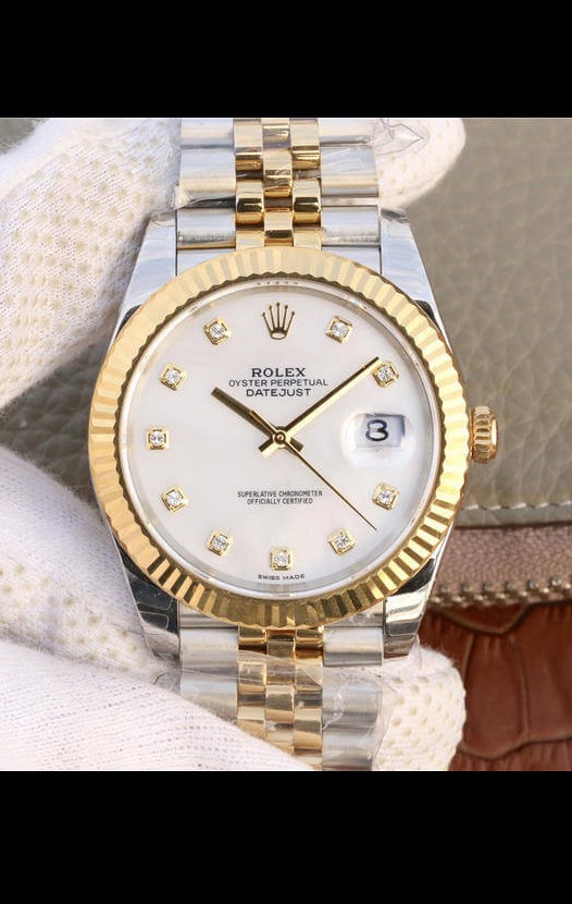 Montre Rolex Datejust 41MM Mouvement Cal.3135 Réplique Suisse en acier 904L cadran perle bicolore