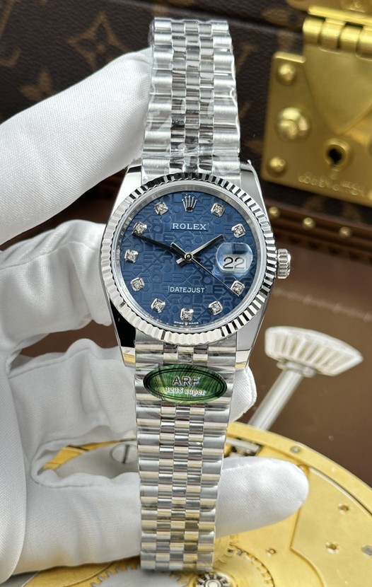 Rolex Datejust Super Clone Cal.3235 Cadran informatique bleu Boîtier en acier 36 mm