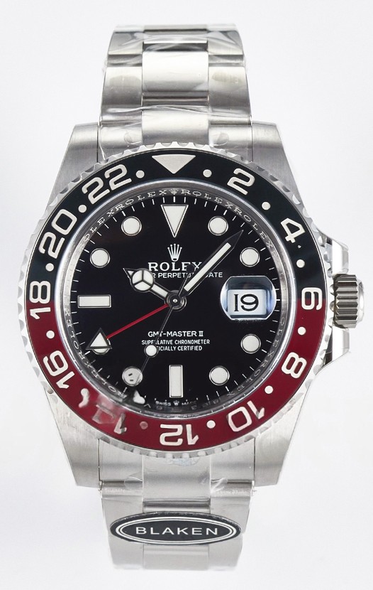 Montre Rolex GMT Master II Super Clone 12719 « Blaken » en acier 904L avec cadran noir