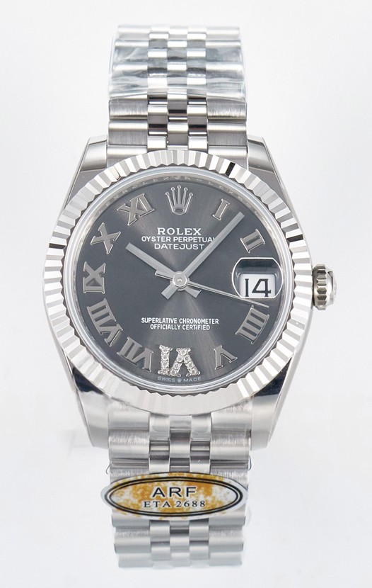 Montre Rolex Super Clone Datejust Mouvement ETA 2688 Boîtier acier inoxydable 31MM Cadran gris