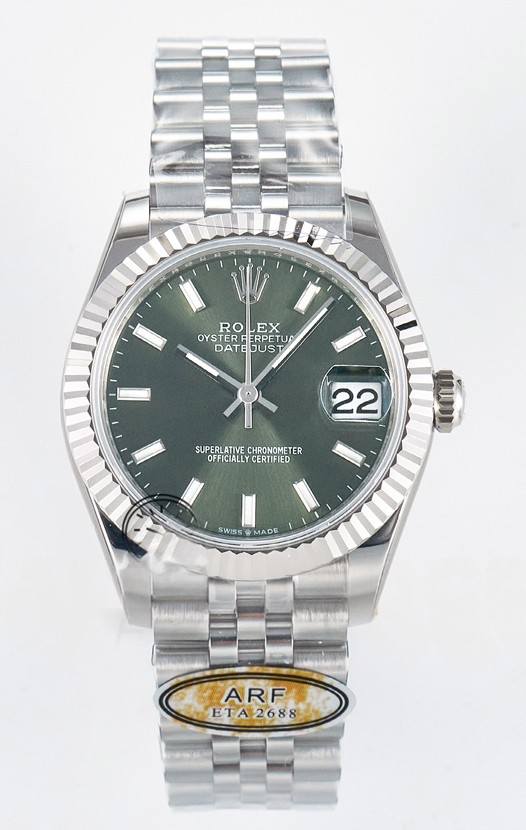 Montre Rolex Super Clone Datejust Mouvement ETA 2688 Boîtier acier inoxydable 31MM Cadran vert