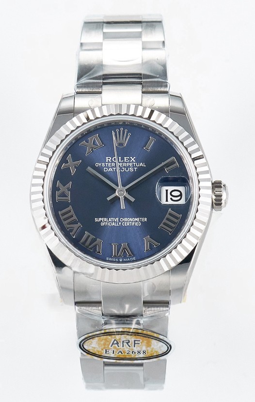 Montre Rolex Super Clone Datejust ETA 2688 Mouvement 31MM Acier inoxydable Cadran bleu romain 