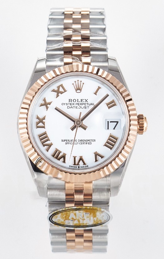 Rolex Super Clone Datejust ETA 2688 Mouvement 31MM Or Rose bicolore Suisse Cadran Blanc