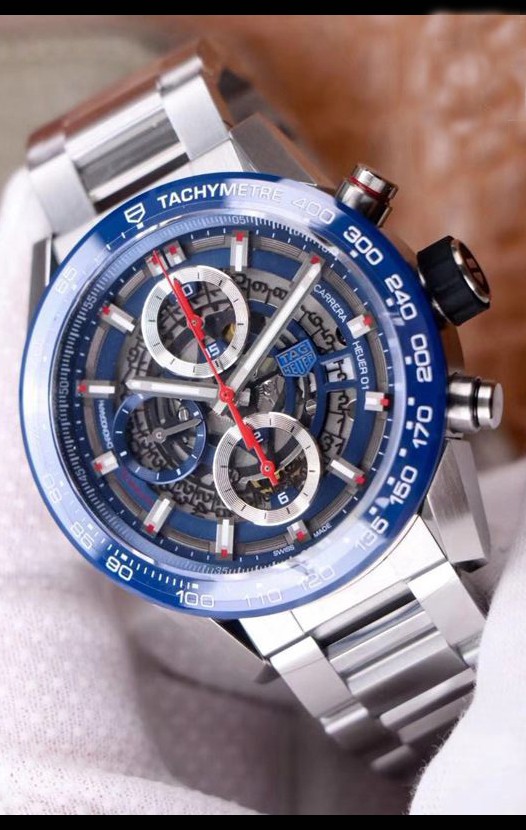Montre Tag Heuer Carrera Heuer 01 Réplique Suisse Cadran/Rebord bleu