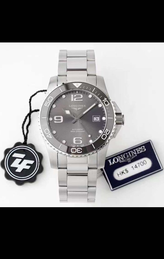 Montre Longines HydroConquest 1:1 Réplique Suisse avec cadran gris et bracelet en caoutchouc