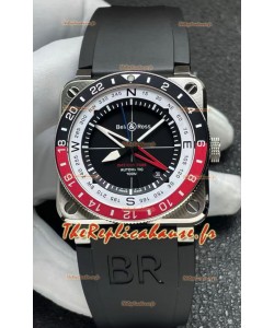 Montre réplique suisse Bell & Ross BR03 GMT Compass à lunette rouge/noire 