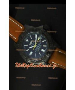 Montre suisse avec revêtement PVD Seawolf Breitling sur bracelet marron