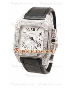 Cartier Santos 100 Diamond Montre Suisse Replique
